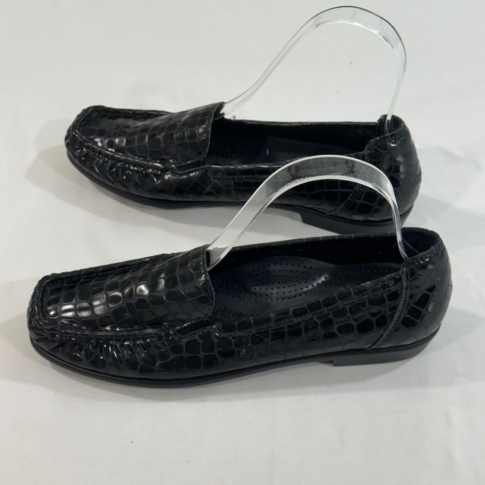SAS Tripad Comfort Loafers Womens 6.5 M Black Croc Leather Slip On USA